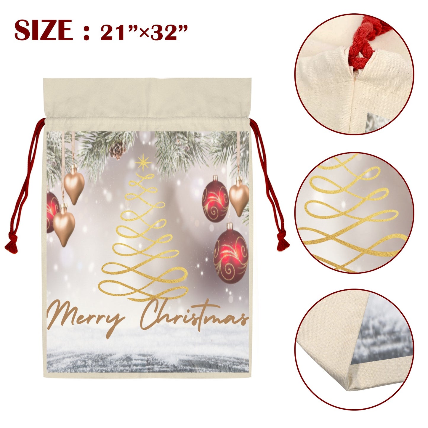 Merry Christmas Santa Bag Santa Claus Drawstring Bag 21"x32" (One-Sided Printing)