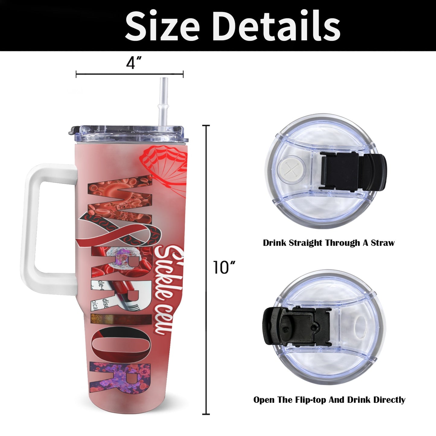 Custom 40oz Tumbler with White Handle