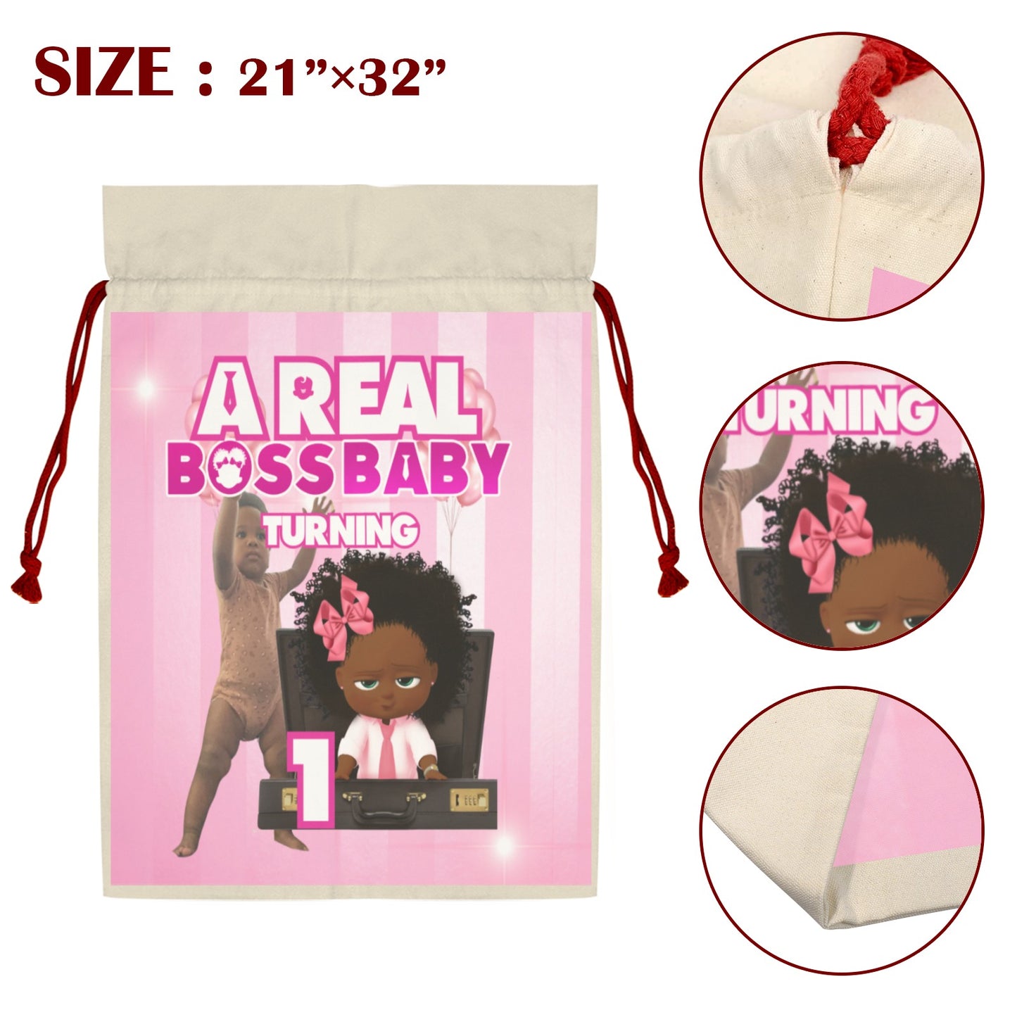 Real boss baby Santa bag Santa Claus Drawstring Bag 21"x32" (One-Sided Printing)