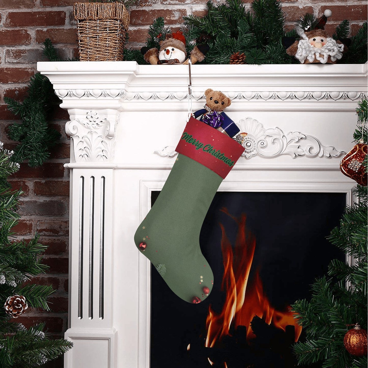 Green Merry Christmas Stocking Christmas Stocking